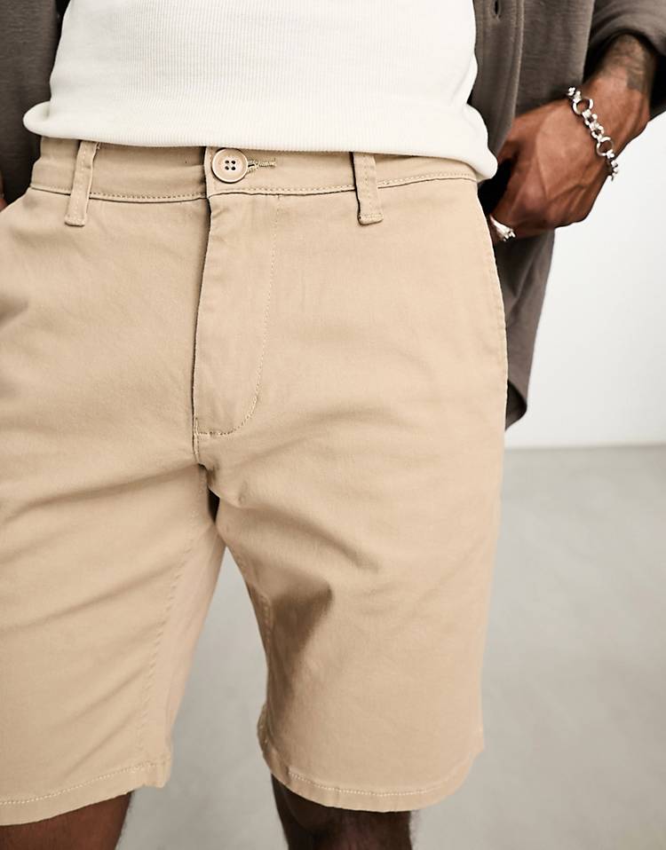 Only & Sons slim fit chino short in beige